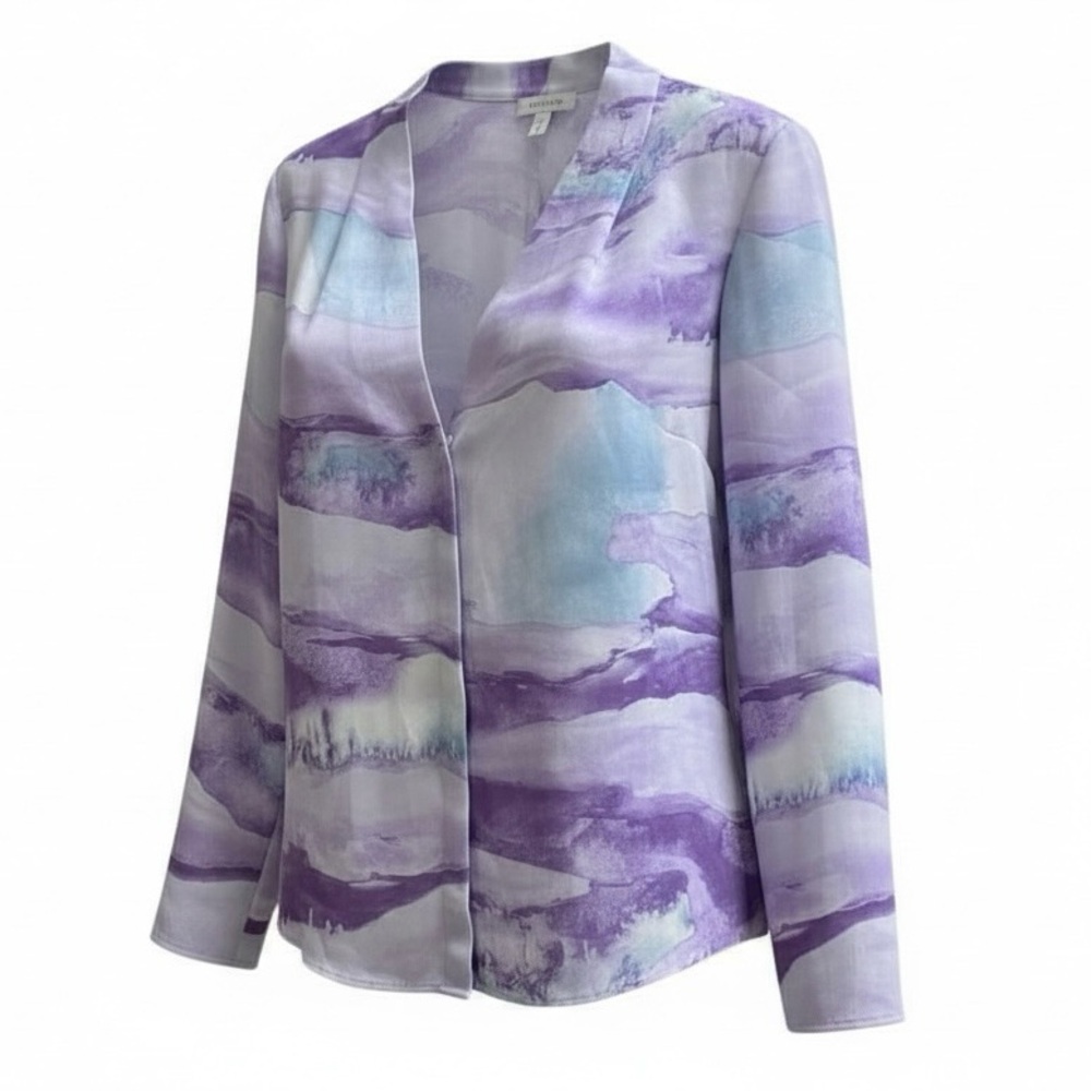 Aritzia Babaton Akira Watercolour Blouse Abstract Print Size M